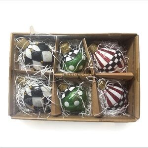 New MacKenzie-Childs Jolly Glass Ball Ornaments
Christmas Set 6 large 5 inches